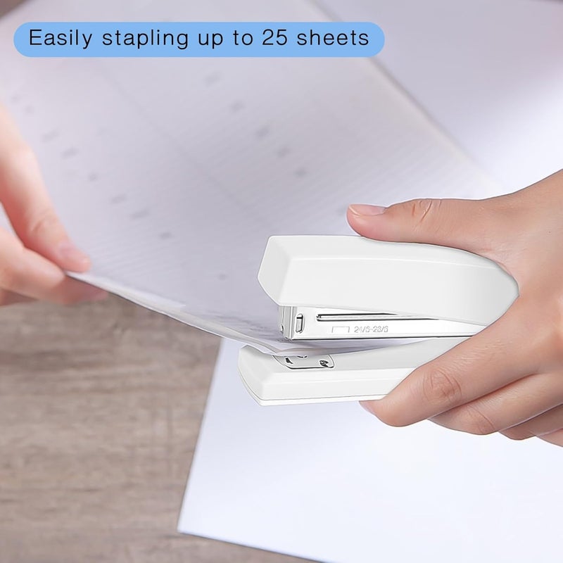 Muxdilu Stapler 25 Sheet Capacity with 1000 Staples and Staple Remover - Staplers for Desk, Non-Slip Office Stapler with Staples, White - Image 2